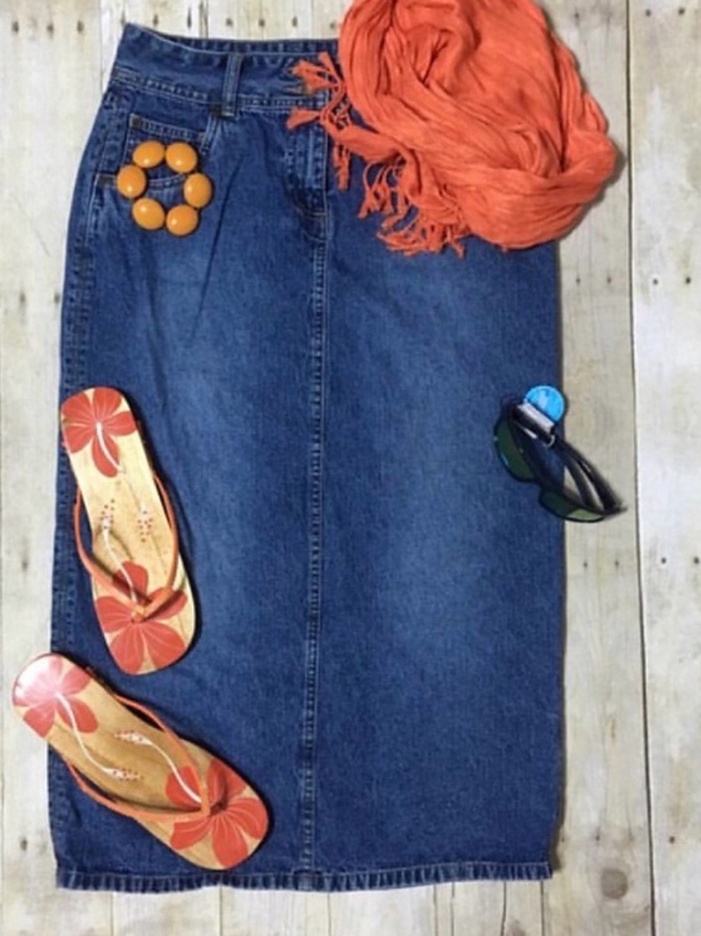 Christopher & Banks Blue Denim A-Line Skirt